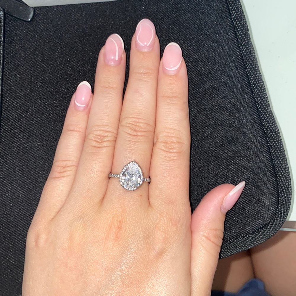 Pandora Sparkling Teardrop Halo Ring